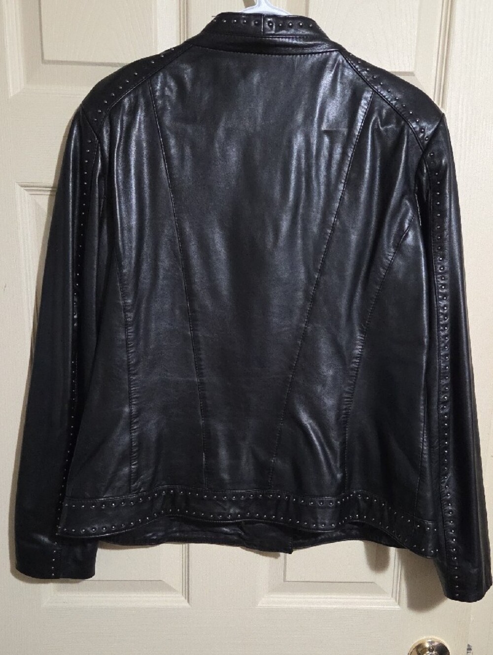 Danier Black Stud-Trim Asymmetric Leather Moto Jacket - Picture 2 of 5